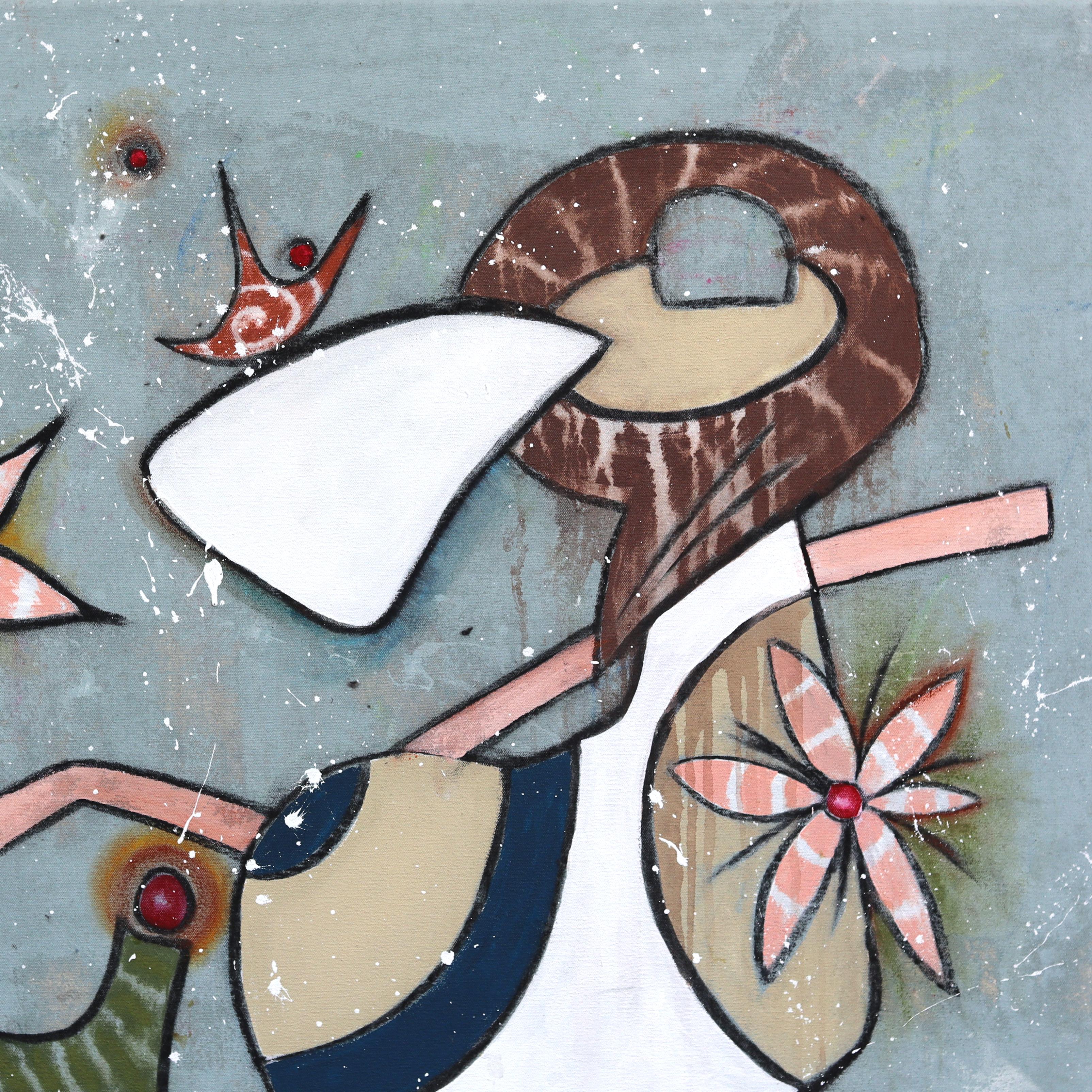 Goodbye Jit - Large Abstract Colorful Organic Pastel Original Artwork on Canvas For Sale 4