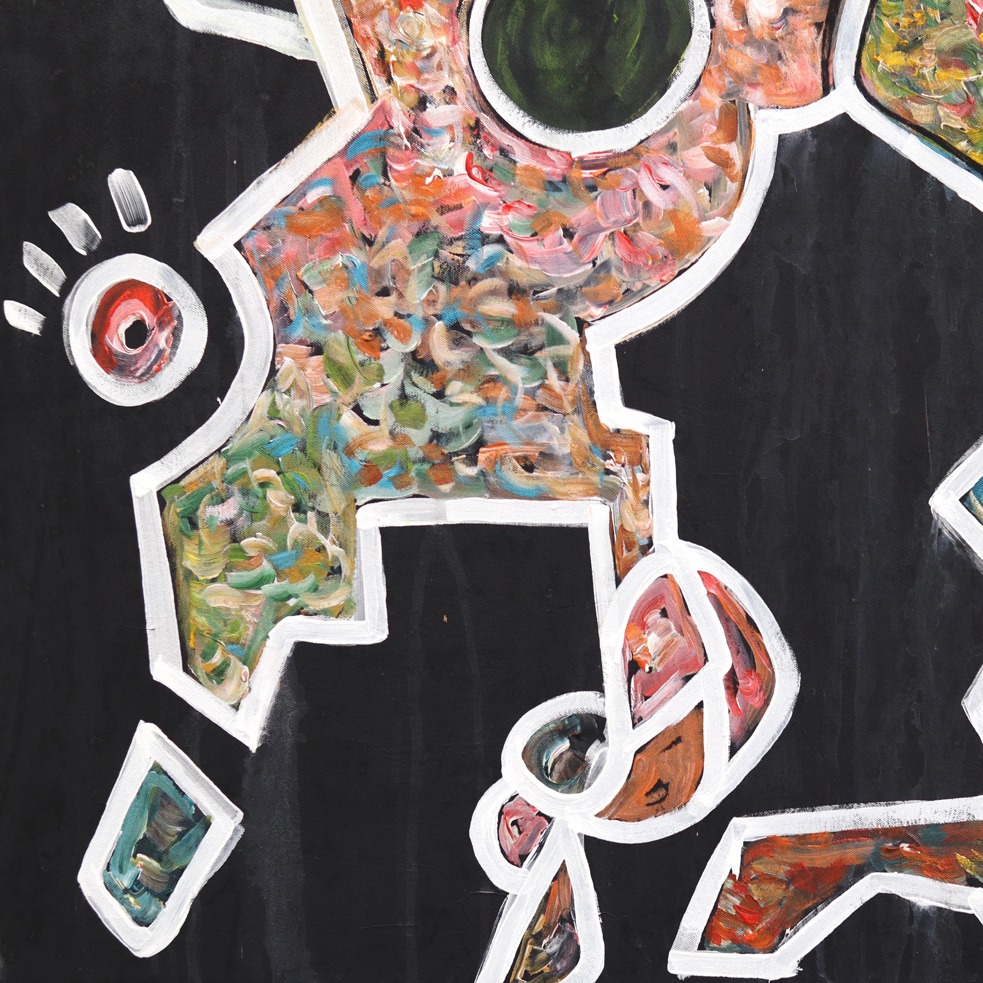 Hello Jit - Large Abstract Color Drenching Organic Mixed Media Artwork on Canvas For Sale 3