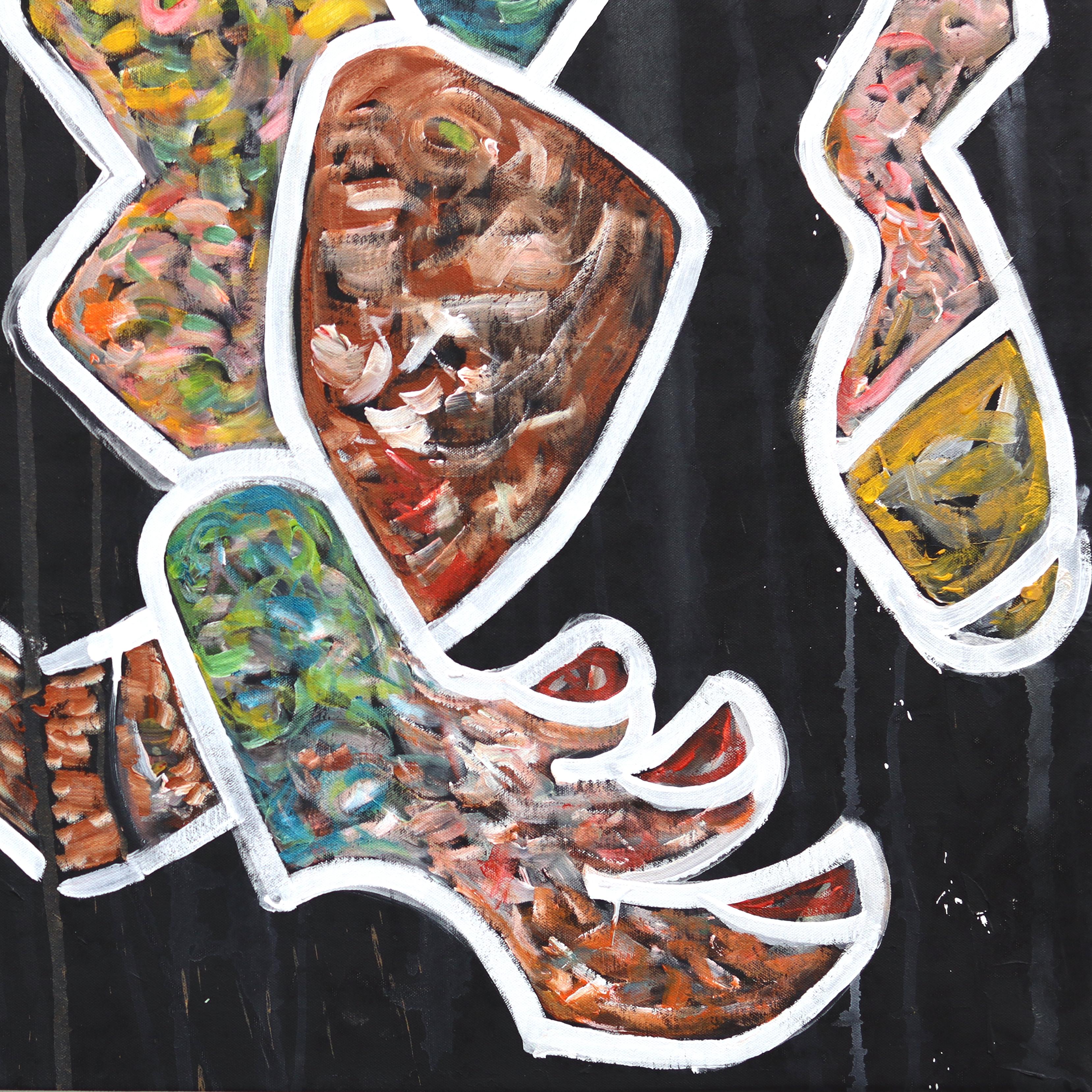 Hello Jit - Large Abstract Color Drenching Organic Mixed Media Artwork on Canvas For Sale 4