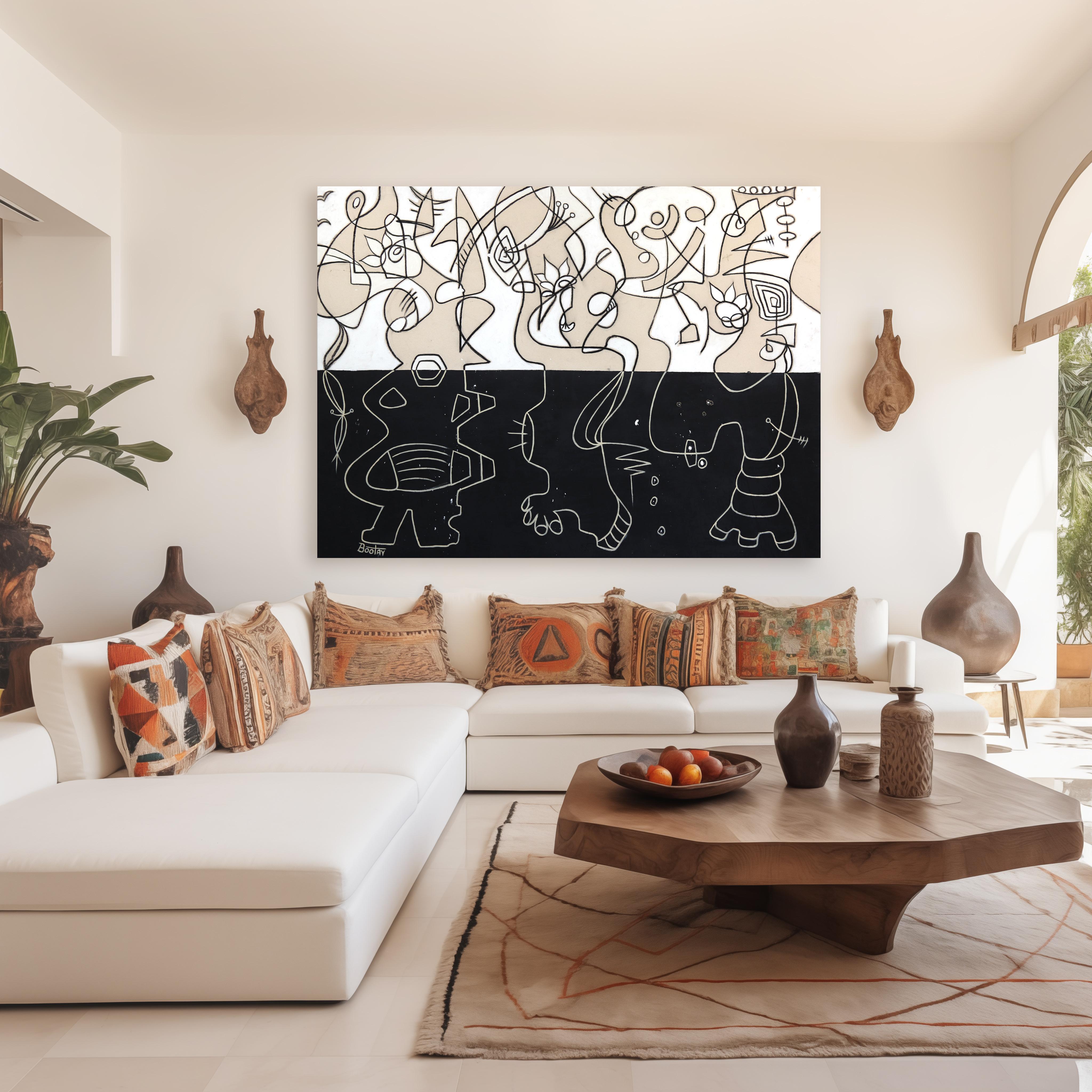 Horizontal Mambo -  Large Ready to Hang Mixed Media Original Artwork on Canvas For Sale 2