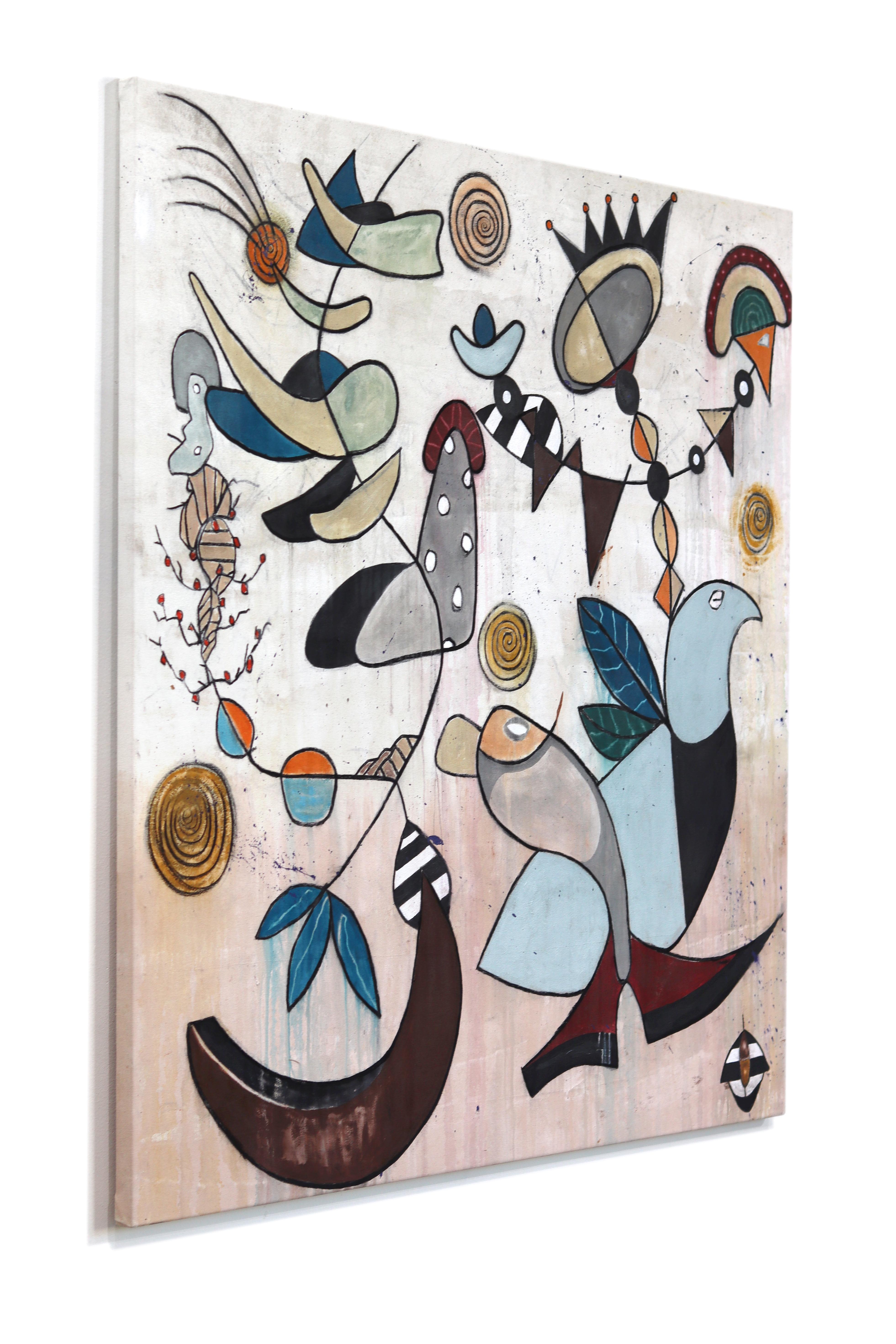 Jit Be Barking - Large Abstract Organic Unique Mixed Media Painting on Canvas im Angebot 1