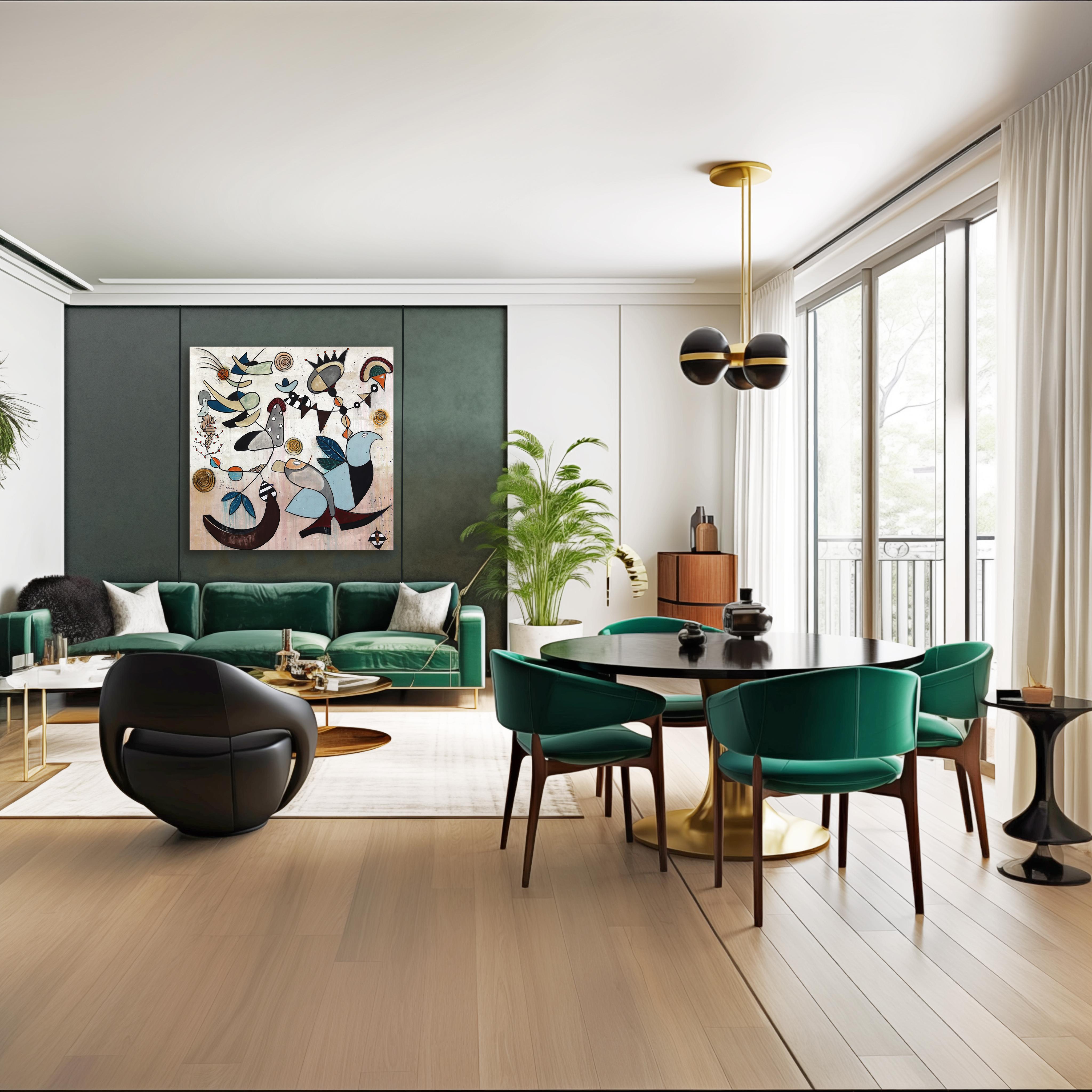 Jit Be Barking - Large Abstract Organic Unique Mixed Media Painting on Canvas im Angebot 3