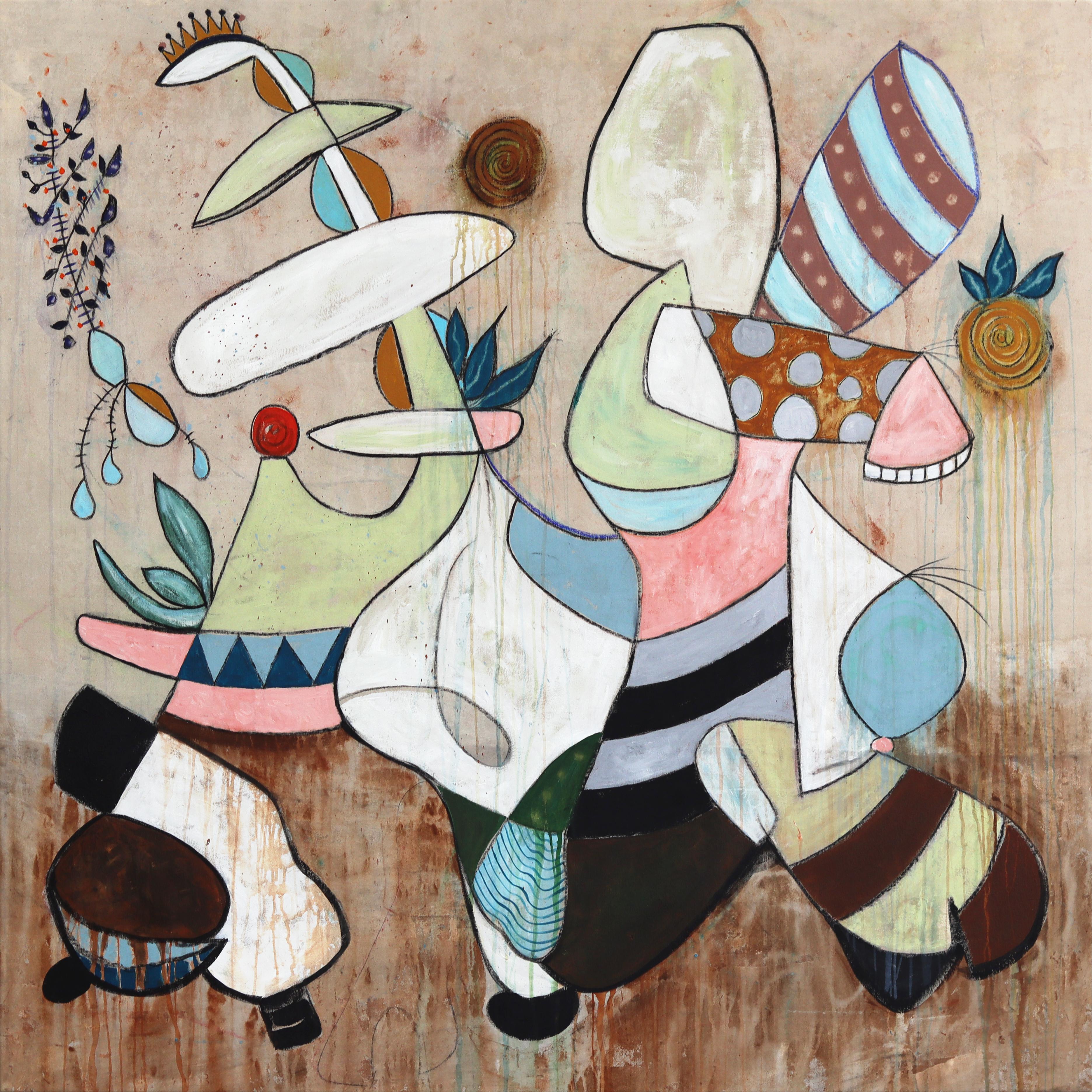 Jit Madness - Abstract Contemporary Organic Shape Mixed Media Artwork on Canvas