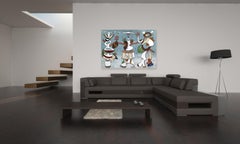 Jits Do Amalfi - Opera d'arte moderna astratta, colorata e di grandi dimensioni, realizzata con tecnica mista su tela