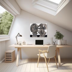 Linemen - Original Abstract Contemporary Organic Shape Mixed Media Art on Canvas