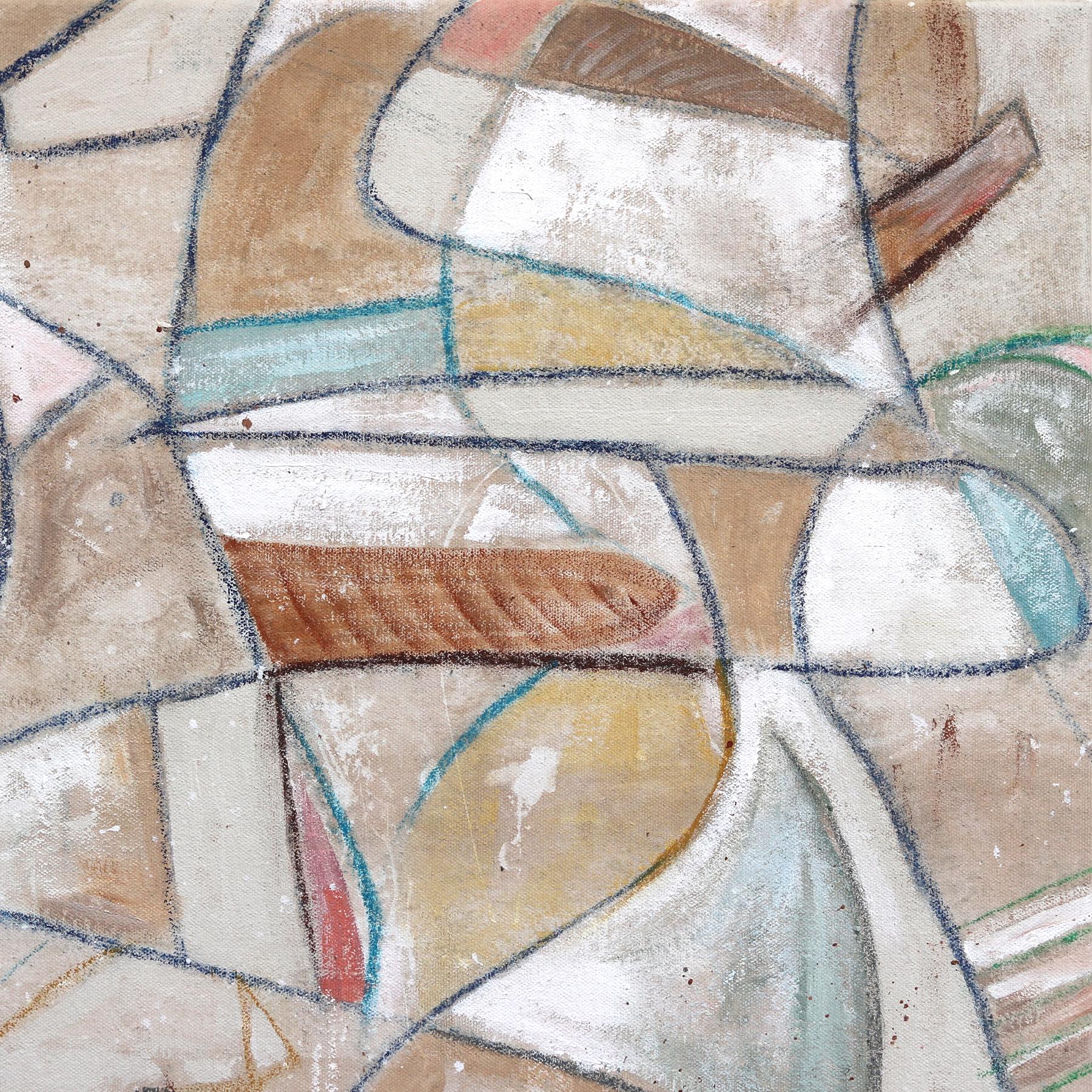 Long Game - Abstract Organic Shape Muted Colors Original Artwork on Canvas For Sale 1