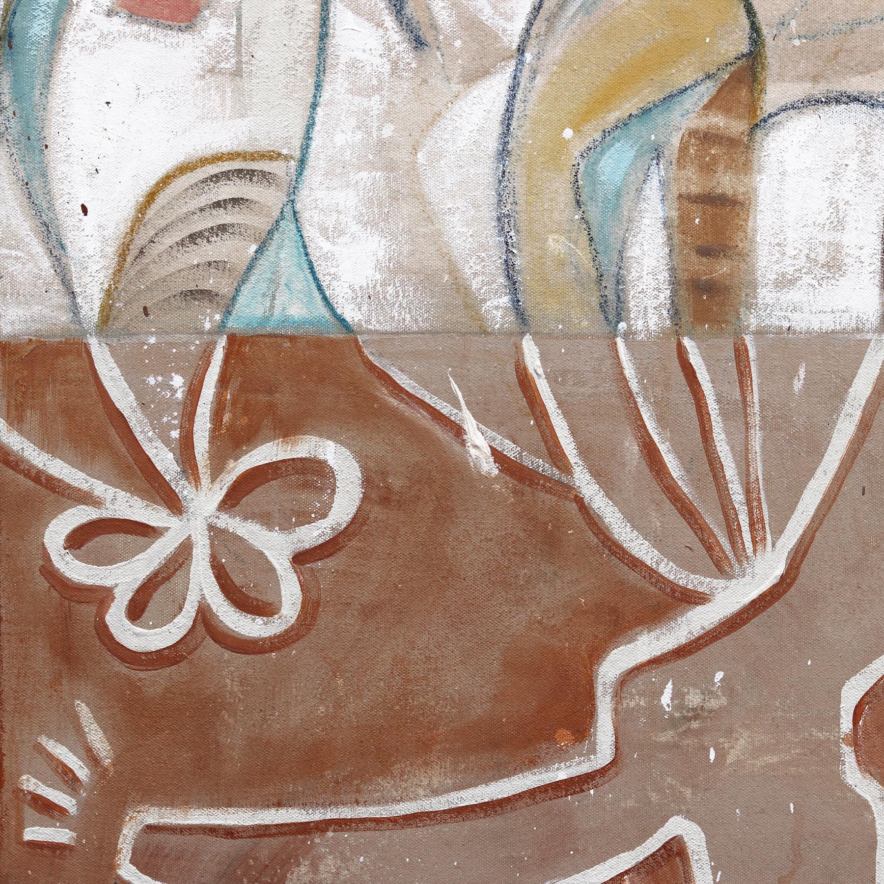 Long Game - Abstract Organic Shape Muted Colors Original Artwork on Canvas For Sale 3