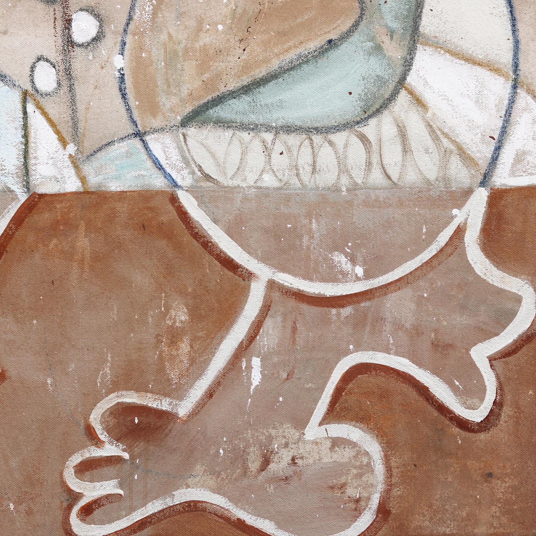Long Game - Abstract Organic Shape Muted Colors Original Artwork on Canvas For Sale 4