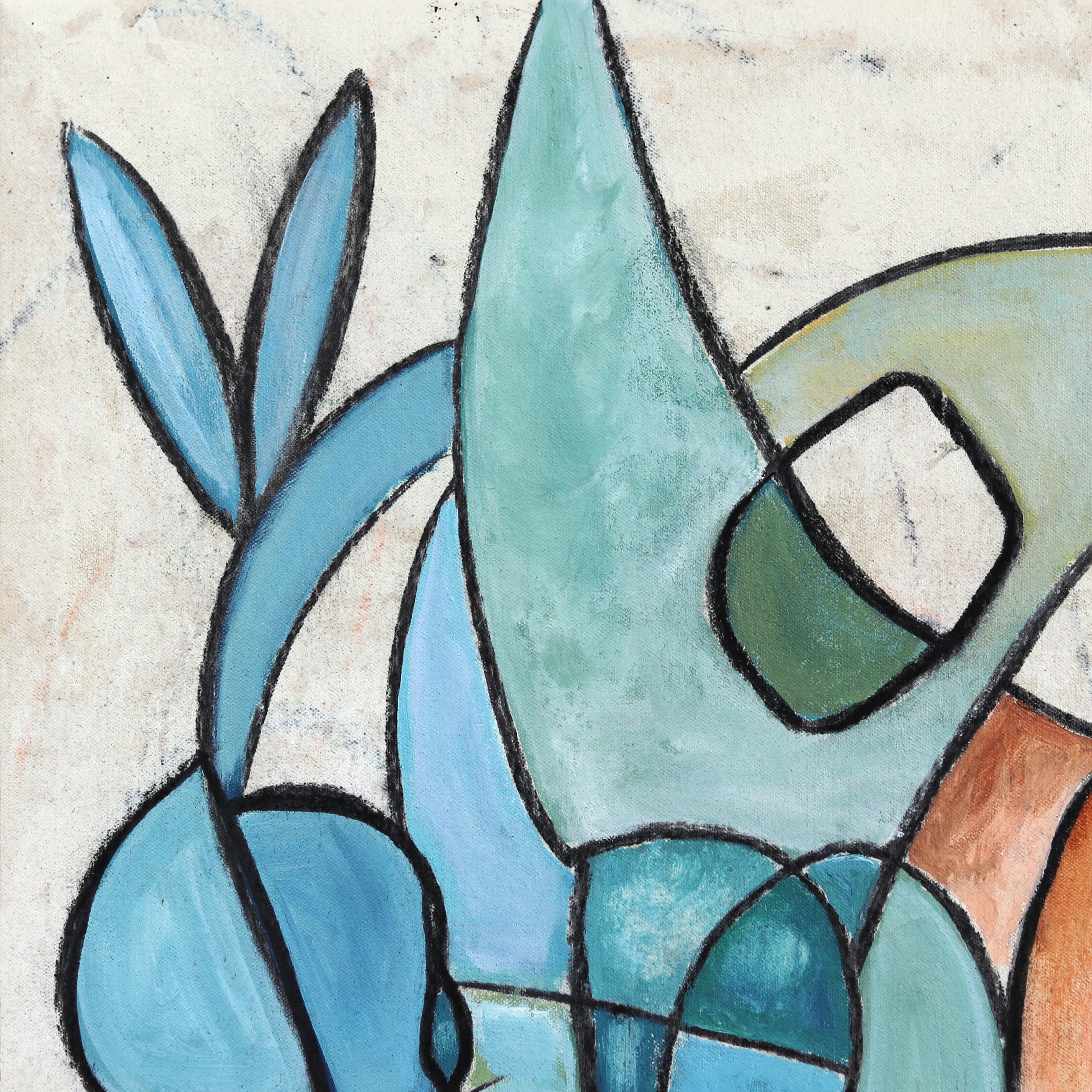 Make It Rain - Tall Colorful Abstract Organic Shape Original Artwork on Canvas For Sale 3