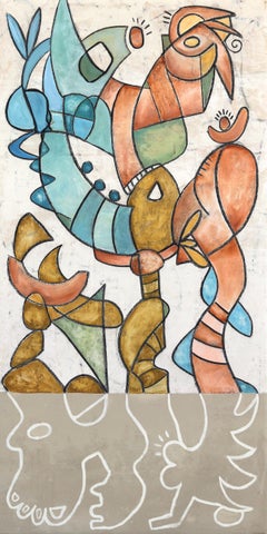 Make It Rain - Tall Colorful Abstract Organic Shape Original Artwork on Canvas