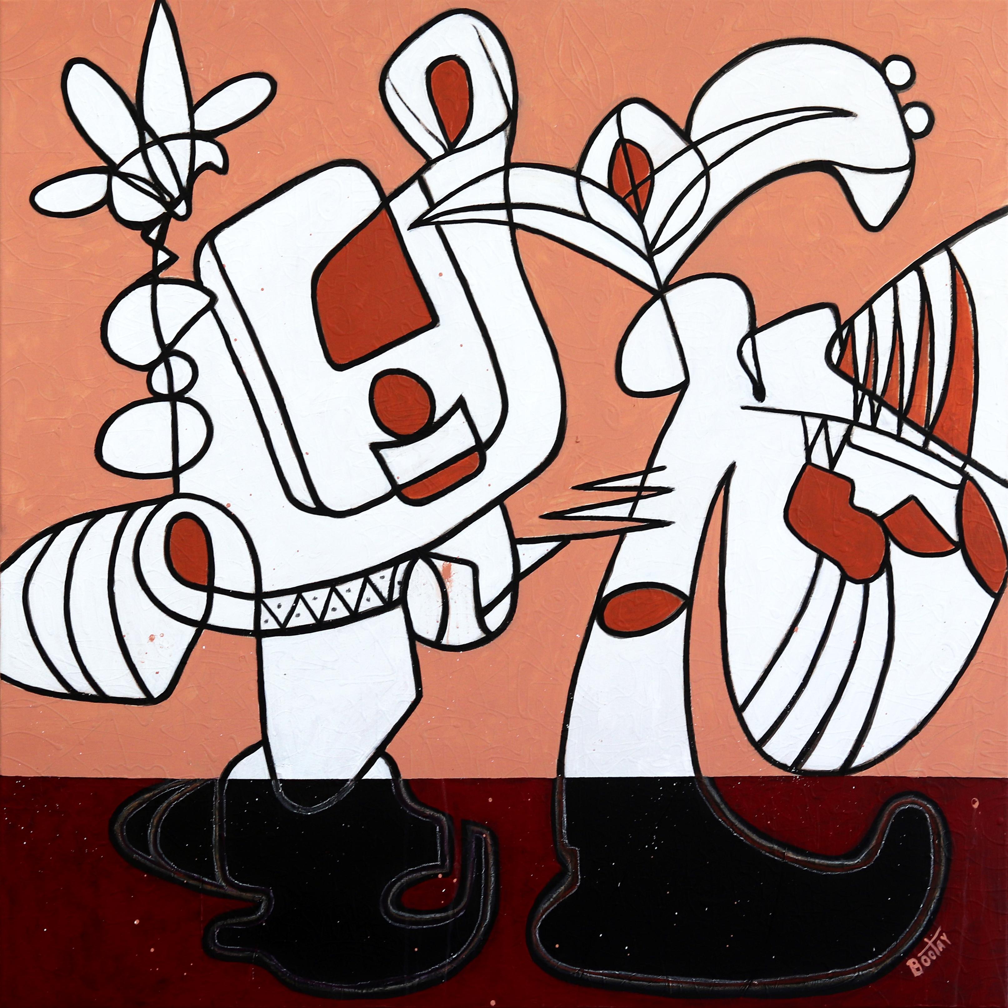 Abstract Painting di Rue Bootay - Maroon Toon - Opera d'arte astratta di forma organica di grandi dimensioni su tela