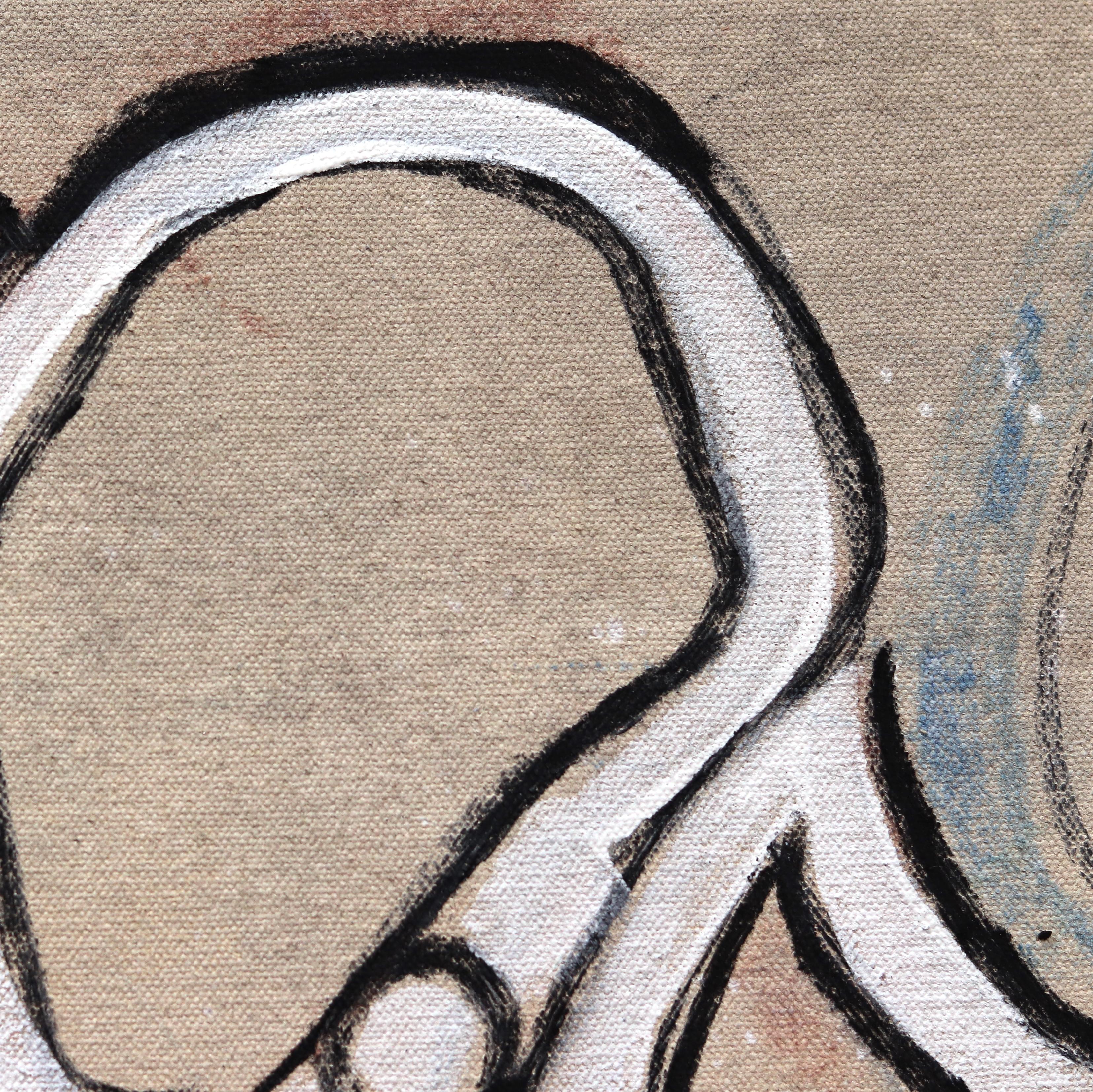 Paradise Sandbar - Kubismus Großes Tan Beige Original-Kunstwerk auf Leinwand  im Angebot 4