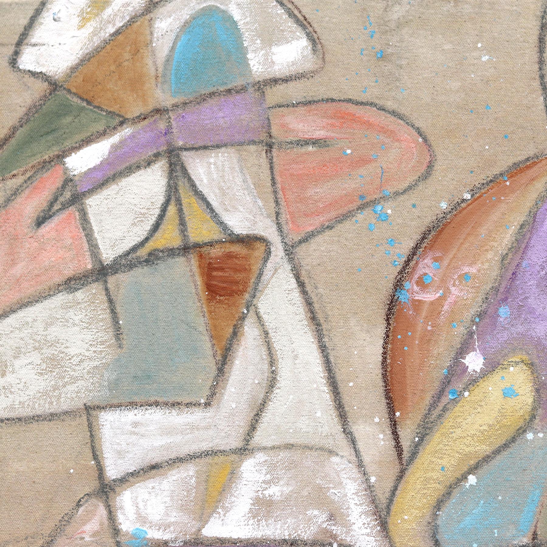 Rough Waters - Opera d'arte astratta organica di forma terrestre colorata a pastello - Painting Astratto di Rue Bootay