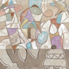 Rough Waters - Abstract Organic Shape Earthy Pastel Colored Original Artwork