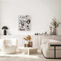 Stout No Doubt - Abstrakte moderne organische Form gemischtes Medienkunstwerk auf Leinwand