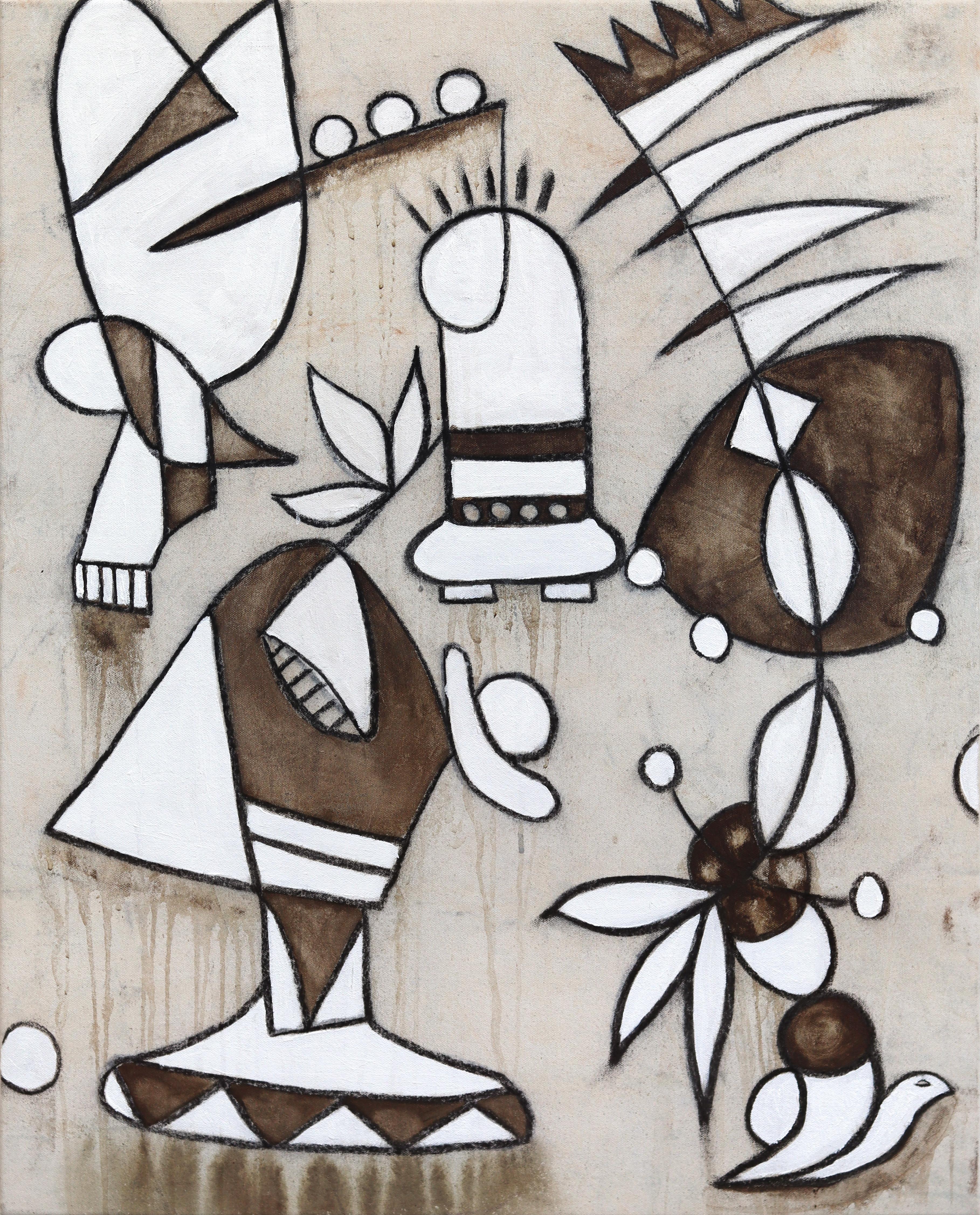 Stout No Doubt - Abstract Modern Organic Shape Mixed Media Artwork on Canvas