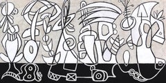 The Long Game - Abstract Organic Shape Black & White Original Artwork on Canvas