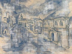 "Rue de Lyon" Abstrakte Architekturmalerei auf Leinwand von Louis Shields, 2020