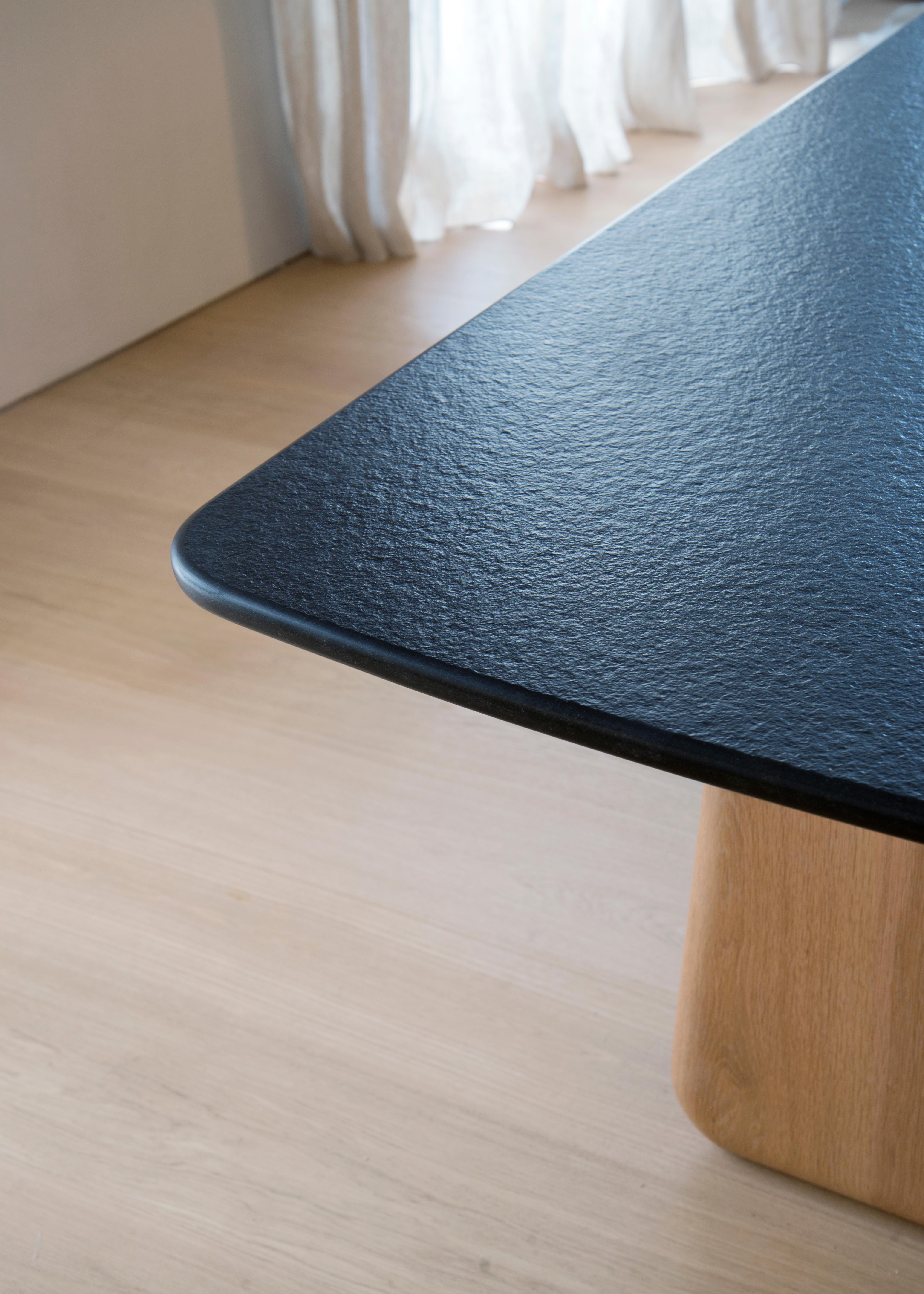 Bespoke table commissioned by Pierre Yovanovitch for an apartment in Rue du Bac, Paris. Legs in solid oak and top in Zimbabwe granite with aluminium honeycomb insert.