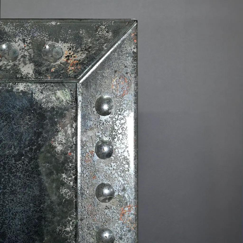 Art Deco Rue Montmartre wall mirror, 1930s style, large size, oxidized glass For Sale