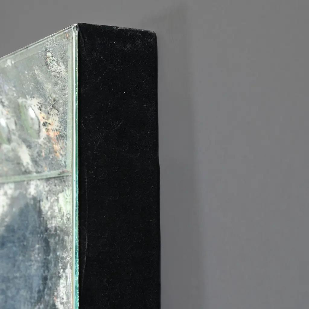 French Rue Montmartre wall mirror, 1930s style, large size, oxidized glass For Sale