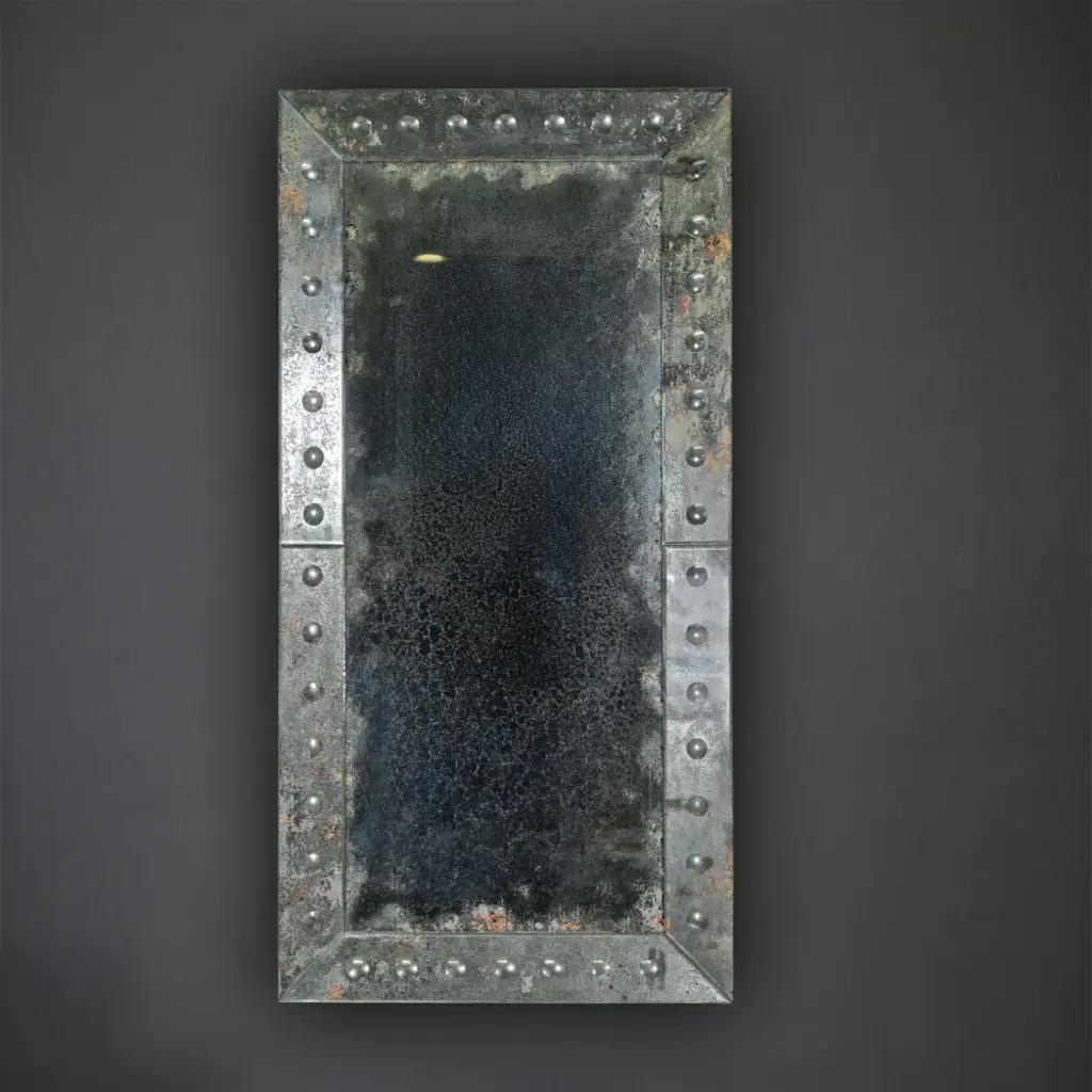 Hand-Crafted Rue Montmartre wall mirror, 1930s style, large size, oxidized glass For Sale