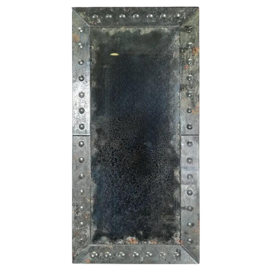 Rue Montmartre wall mirror, 1930s style, large size, oxidized glass For Sale