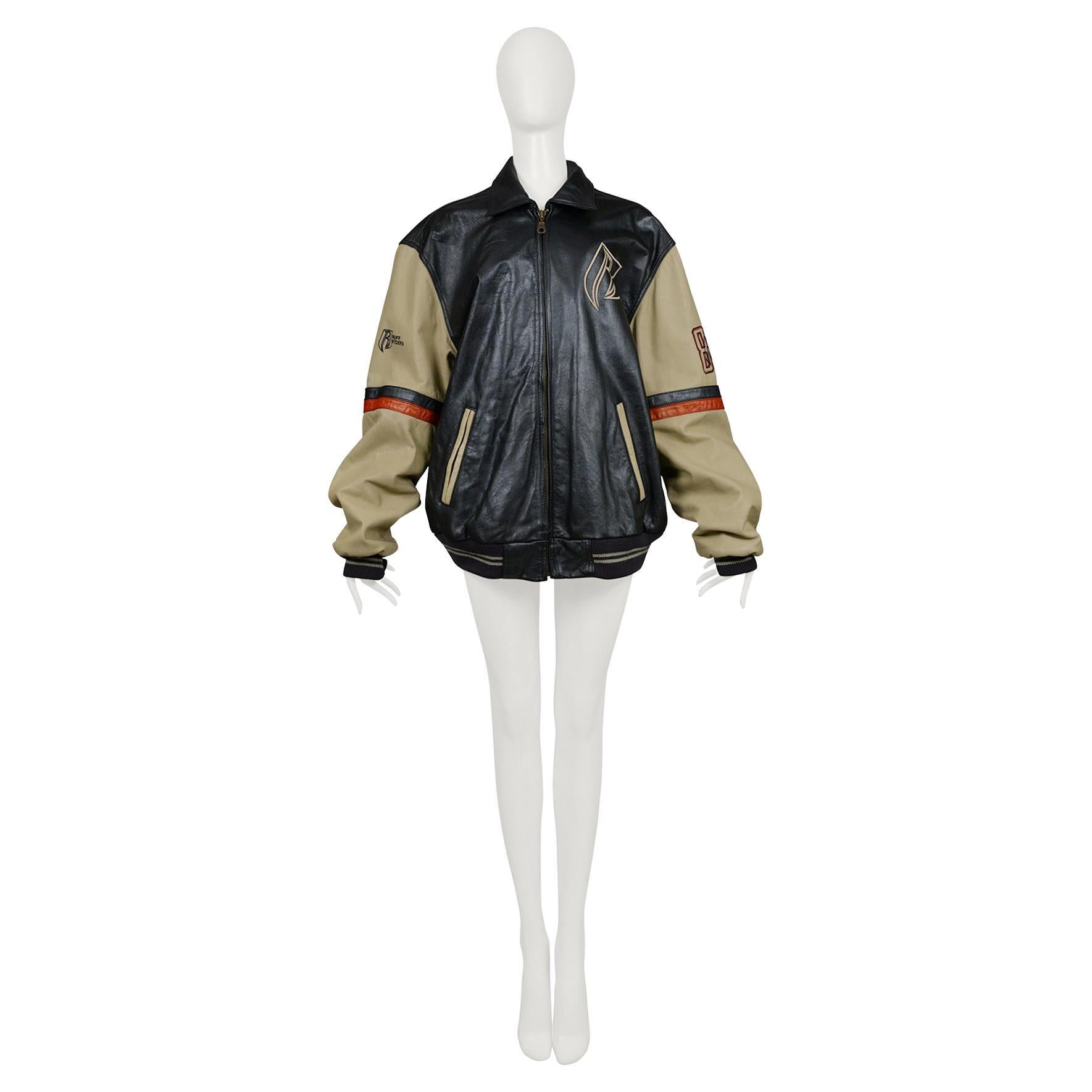 Ruff Ryders Unisex Leather Bomber Jacket In Excellent Condition In Los Angeles, CA