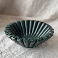 Ruffle Bowl: Dark Green Folded Edge Emerald Marble Bowl by Anastasio Home