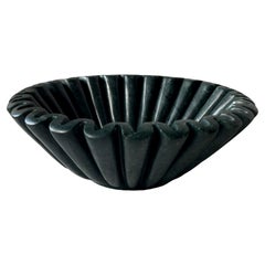 Ruffle Bowl: Dark Green Folded Edge Emerald Marble Bowl by Anastasio Home