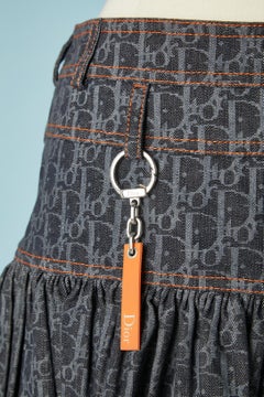 Ruffle skirt in branded cotton denim Christian Dior Boutique
