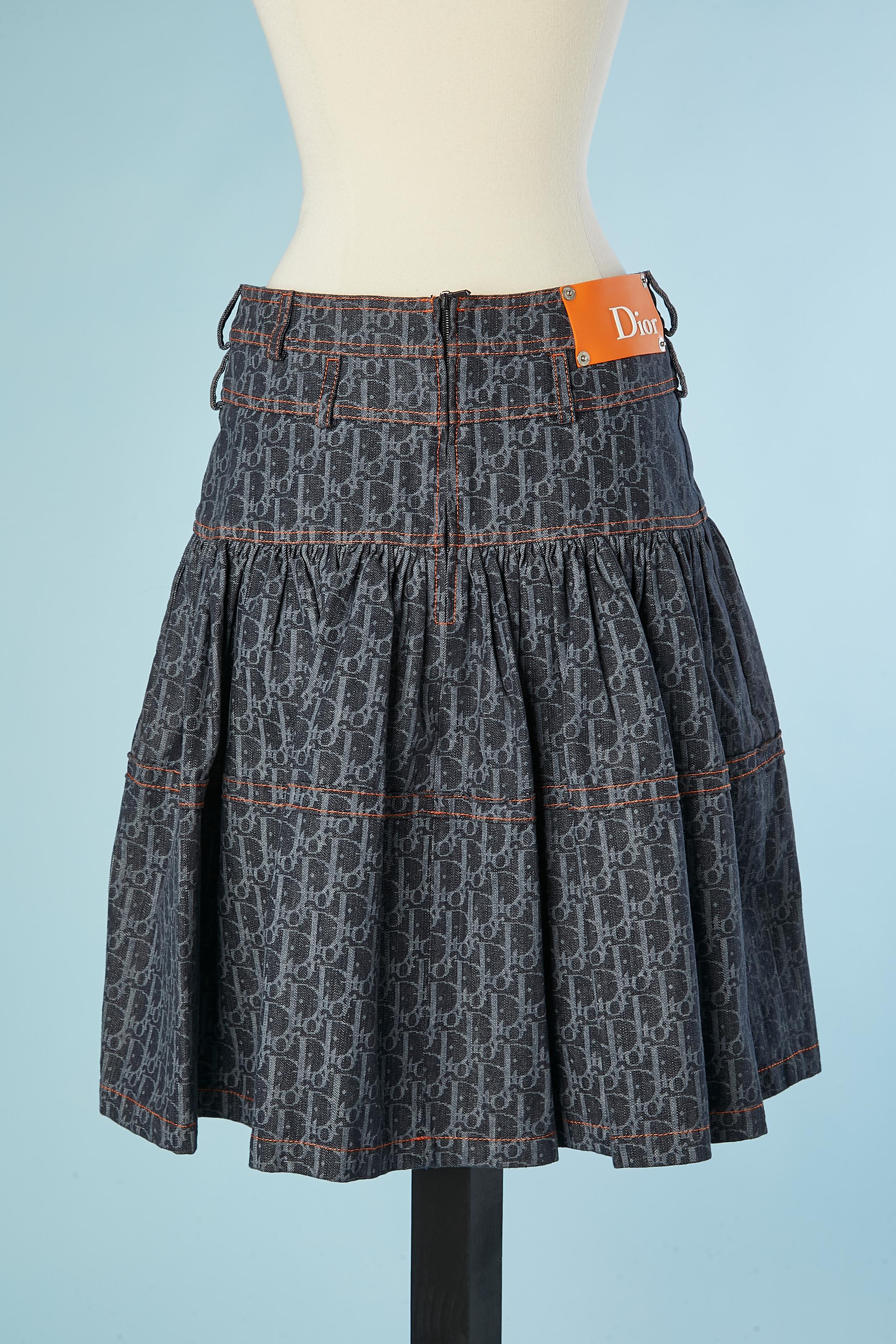 Women's Ruffle skirt in branded cotton denim Christian Dior Boutique 
