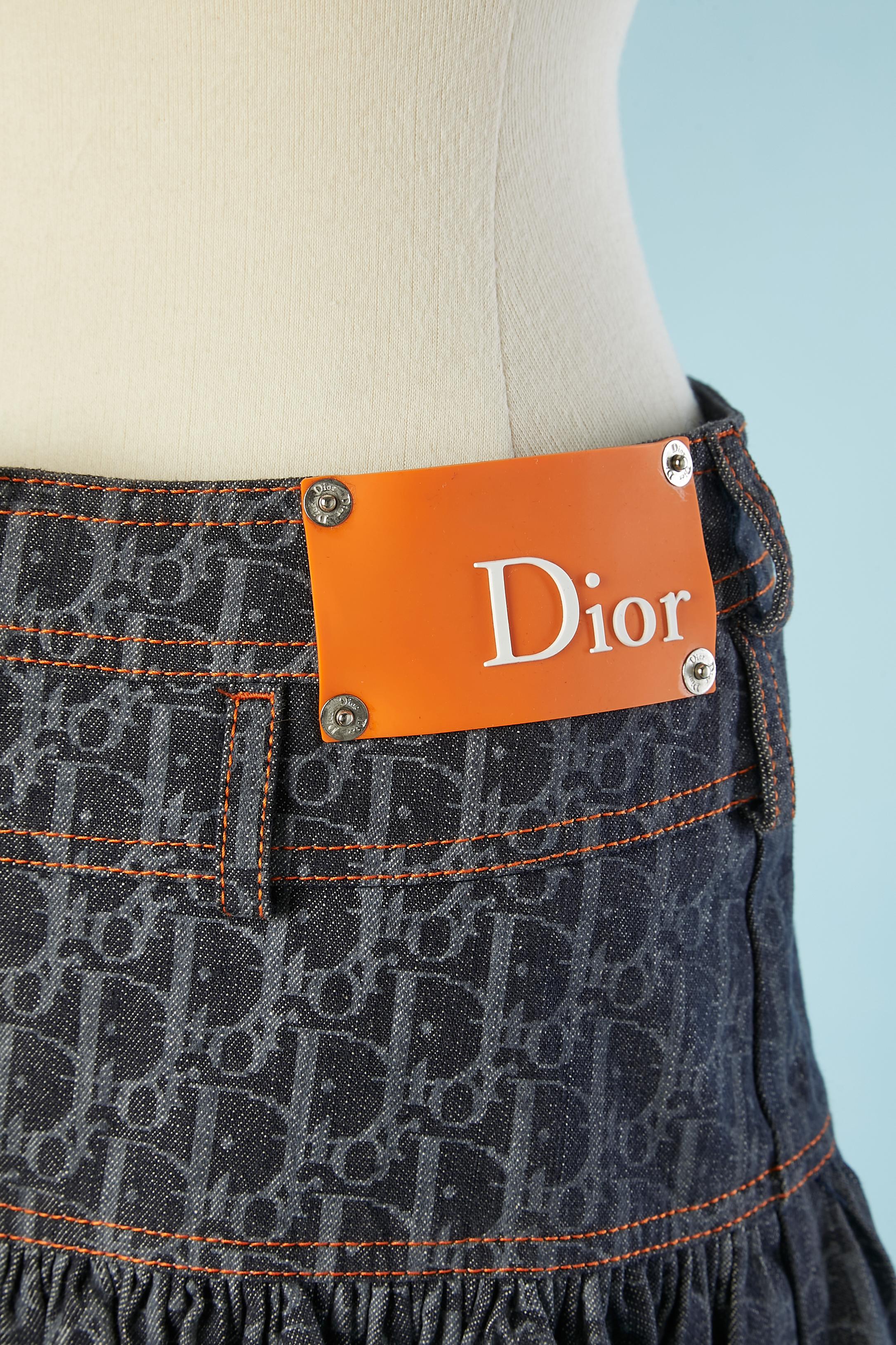 Ruffle skirt in branded cotton denim Christian Dior Boutique  1