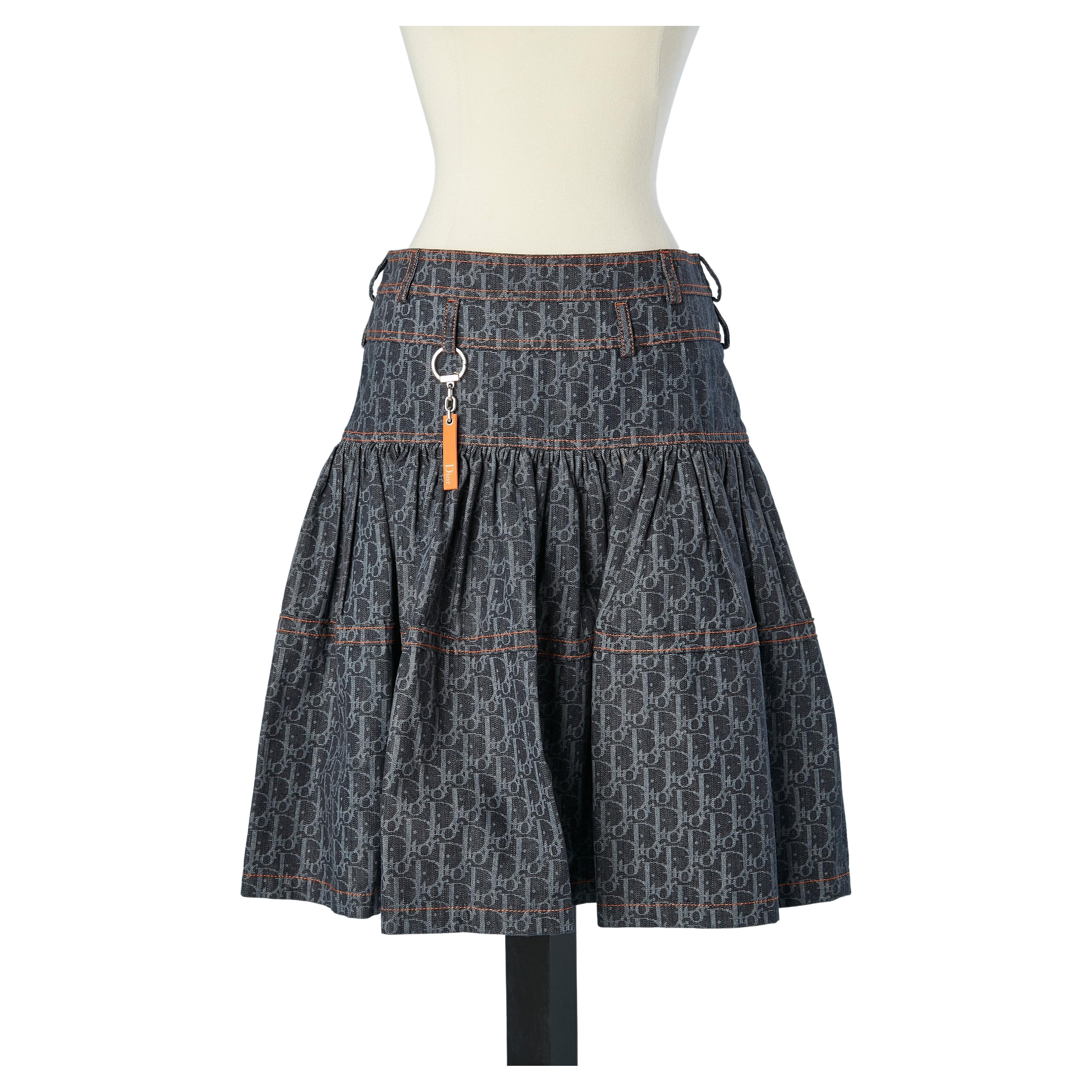Ruffle skirt in branded cotton denim Christian Dior Boutique 