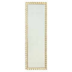 Used Ruffled Border Silvered Wood Full-Length Mirror