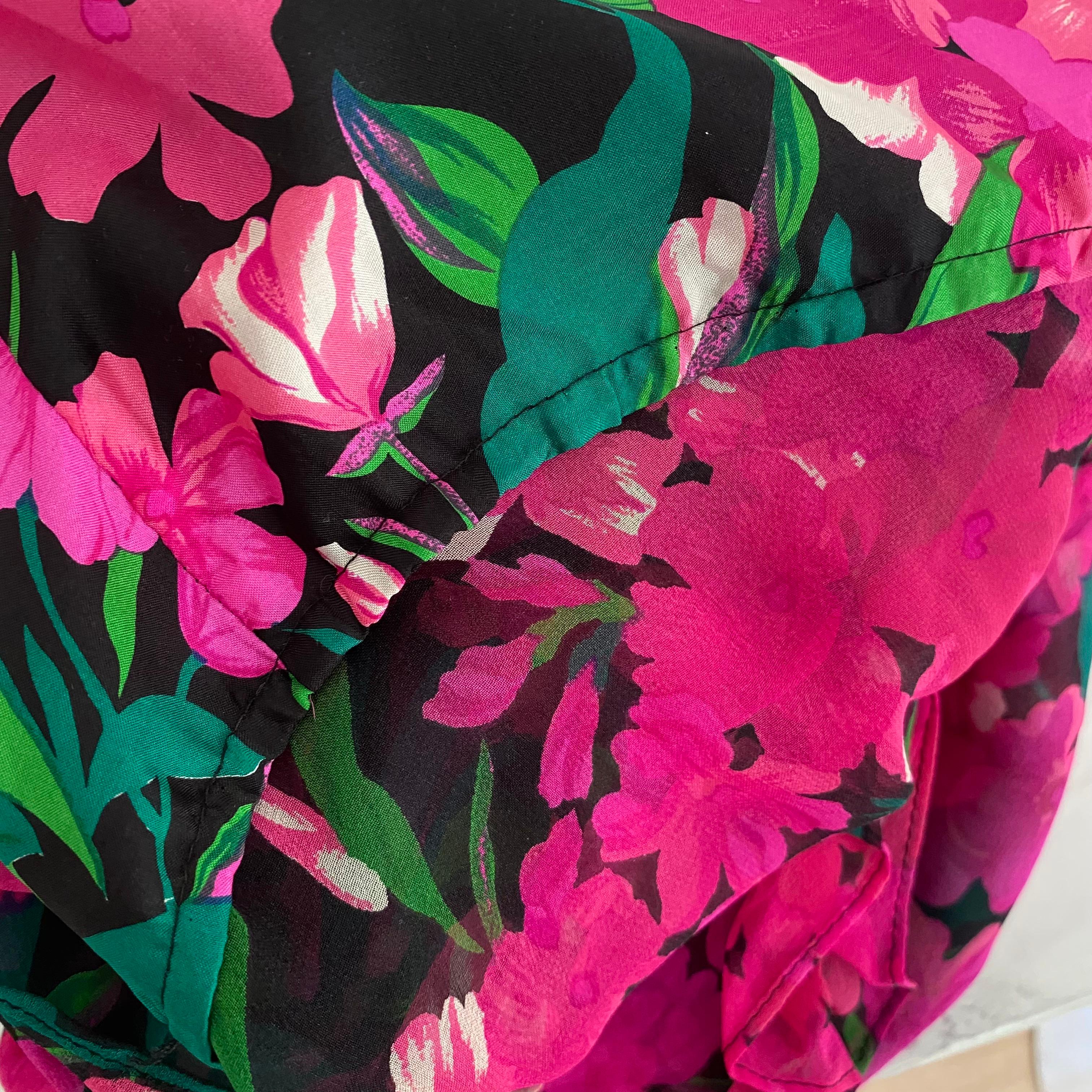 Ruffled Flowy Seide-on-Silk bedruckte Boho-Bluse Top METTE aus Seide  - mit Seide gefüttert Damen im Angebot