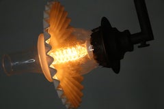 Ruffled Gas Milk Glass Wall Lamps, Pair