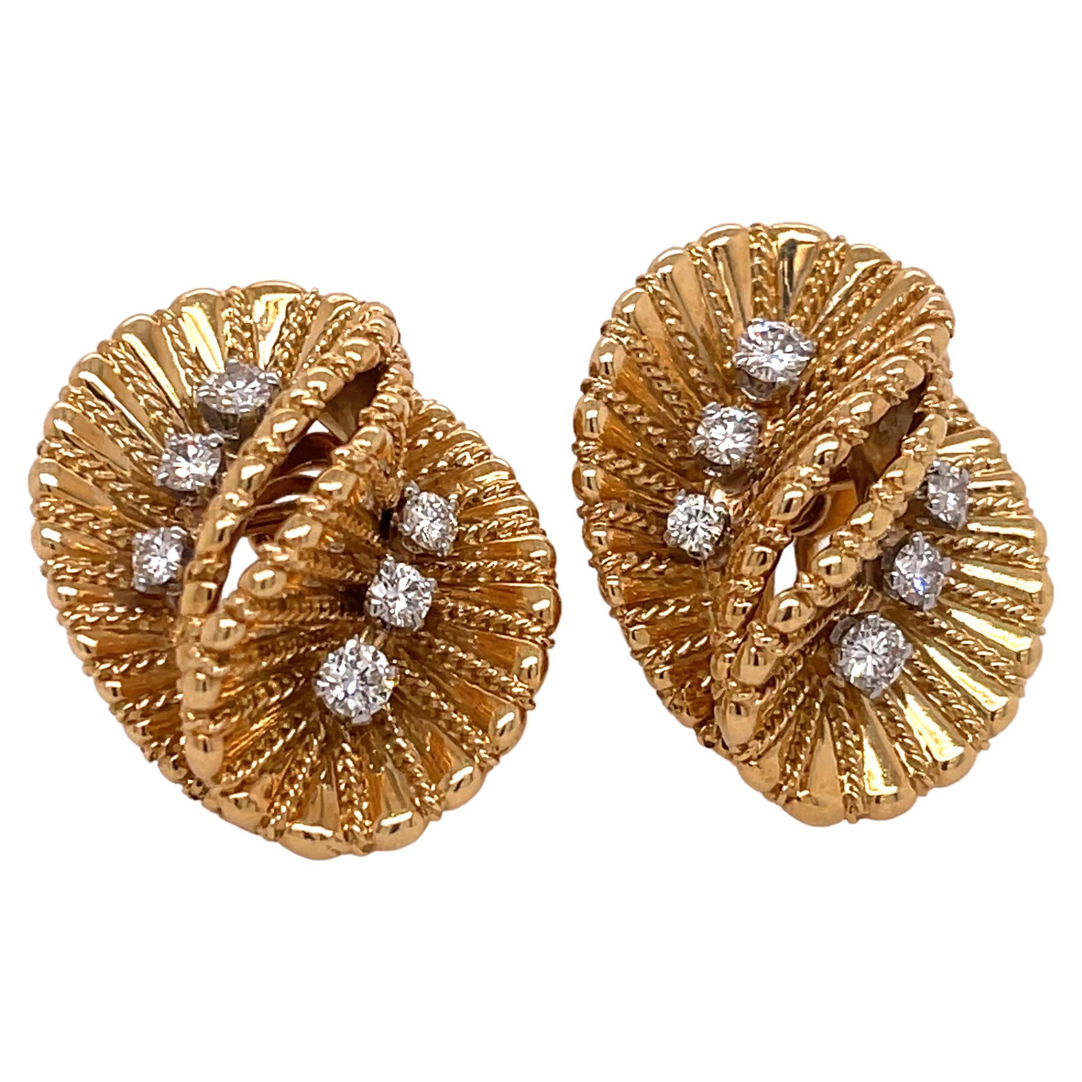 Ruffled Leaf Diamond Earrings