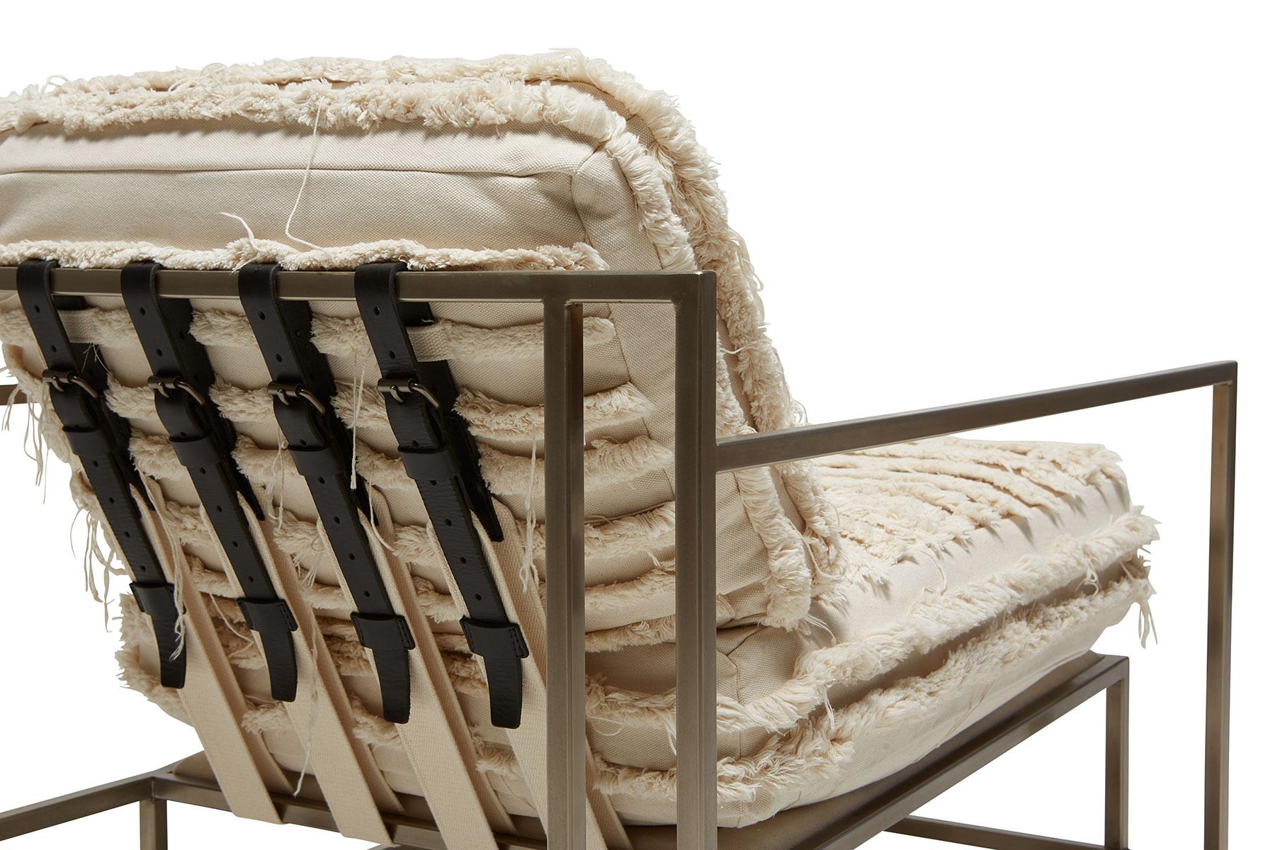 Sillón de Lona Natural y Níquel Antiguo en venta 2