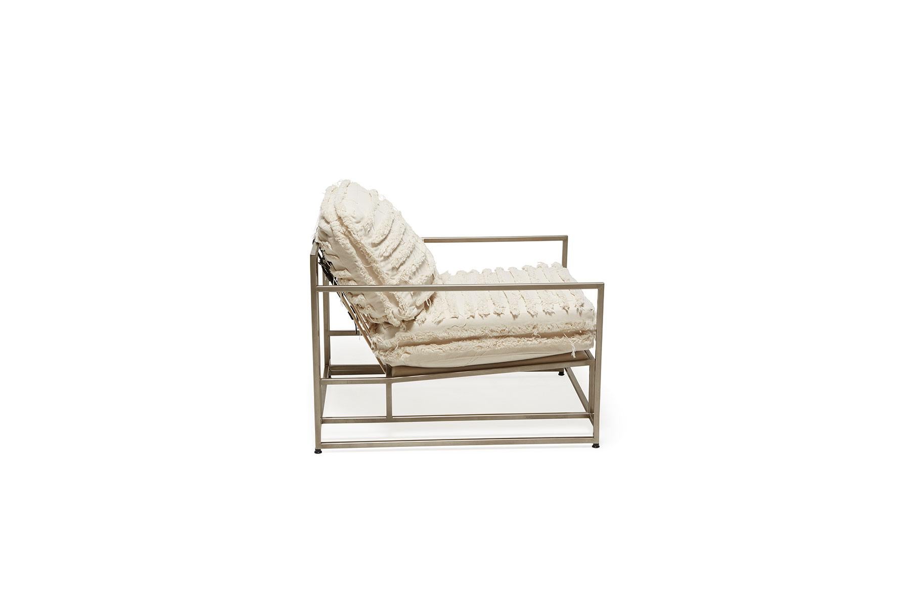 Sillón de Lona Natural y Níquel Antiguo Siglo XXI y contemporáneo en venta