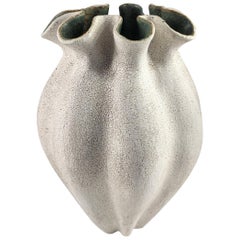 Ruffled Neck Ceramic Vase by Yumiko Kuga