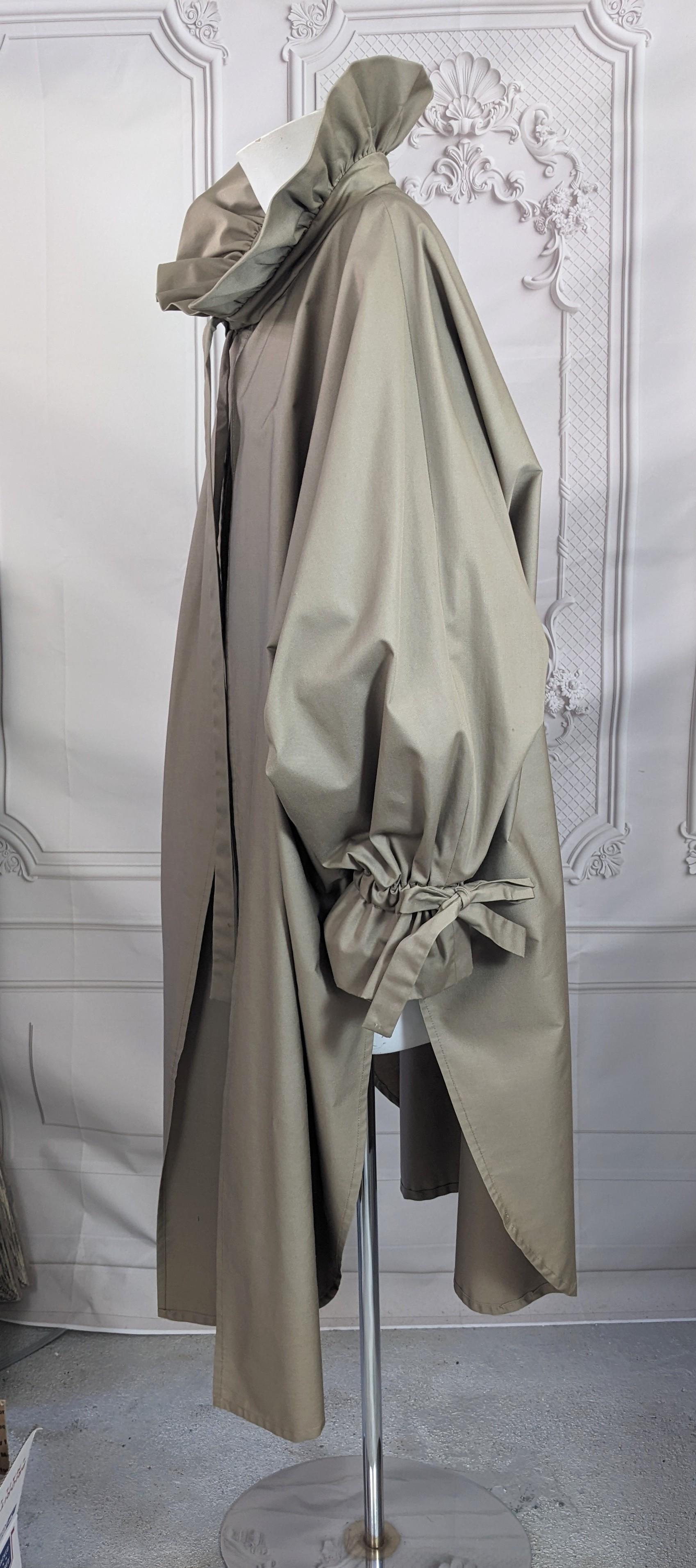 Gray Ruffled Rain Poplin Poncho For Sale