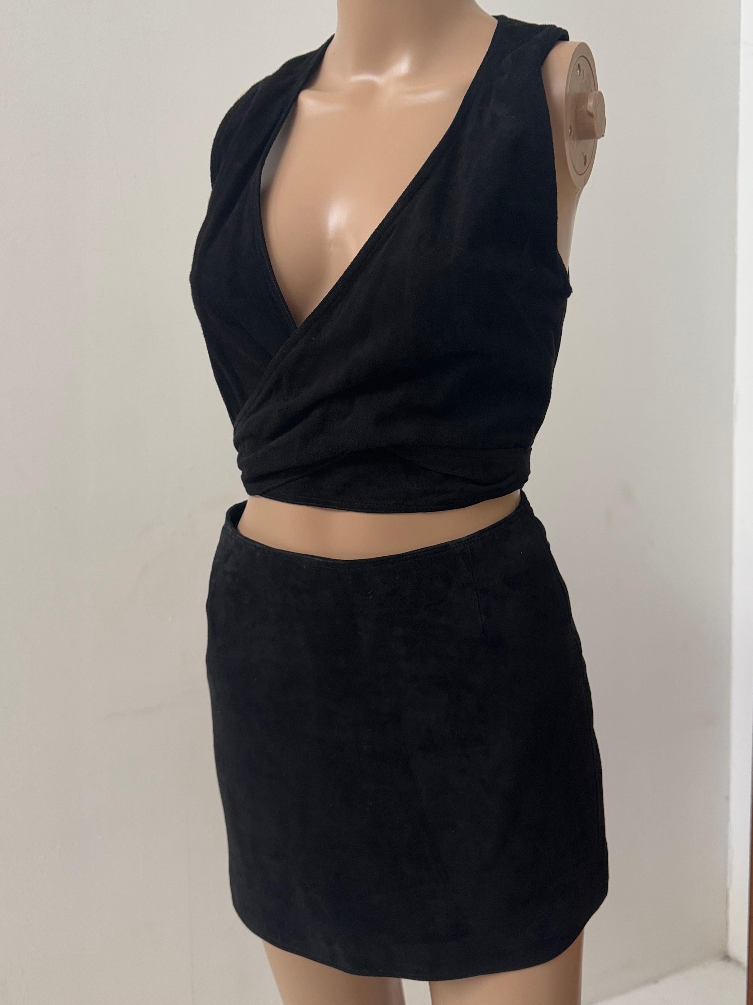 Ruffo Corsi Black Suede Leather Two-Piece Set -No import duty: we pay for it! In Good Condition For Sale In Milano, IT