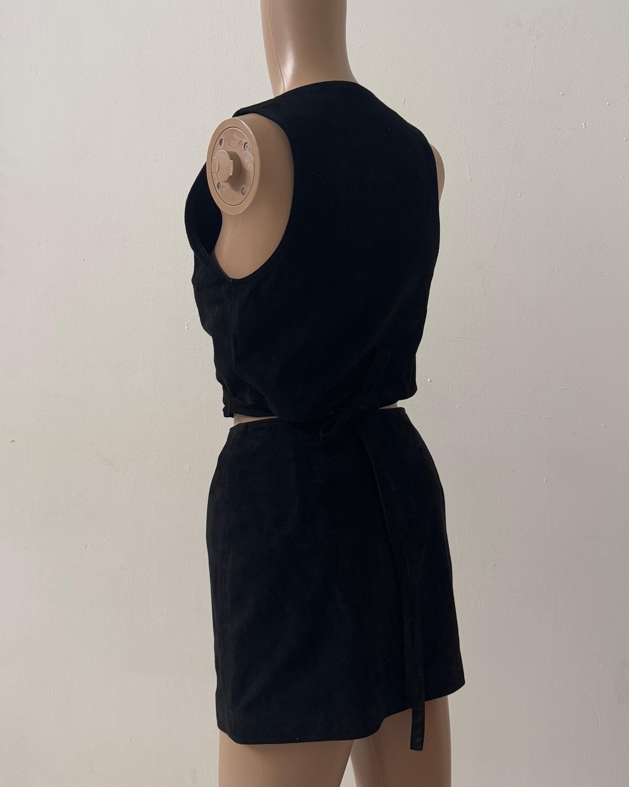 Women's Ruffo Corsi Black Suede Leather Two-Piece Set -No import duty: we pay for it! For Sale