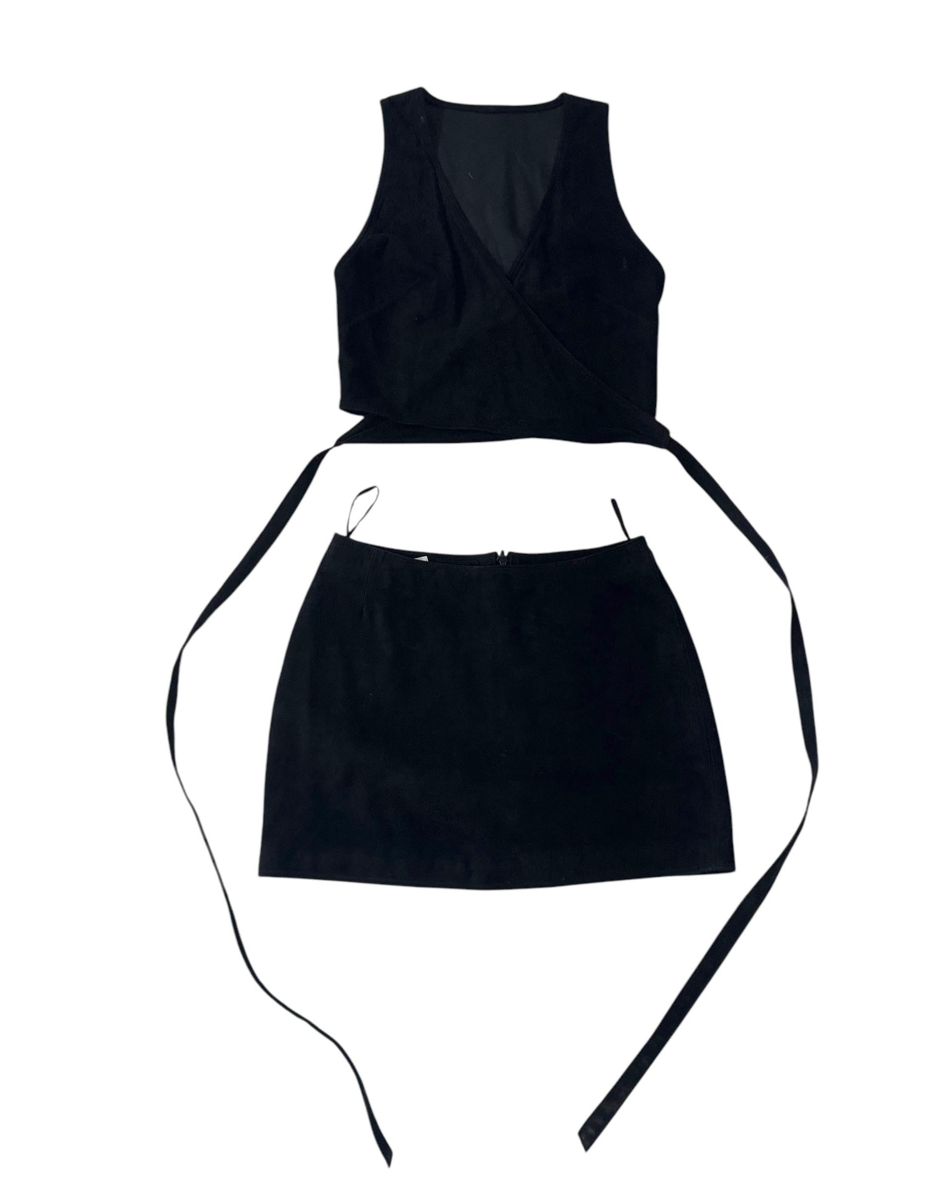 Ruffo Corsi Black Suede Leather Two-Piece Set -No import duty: we pay for it! For Sale 1