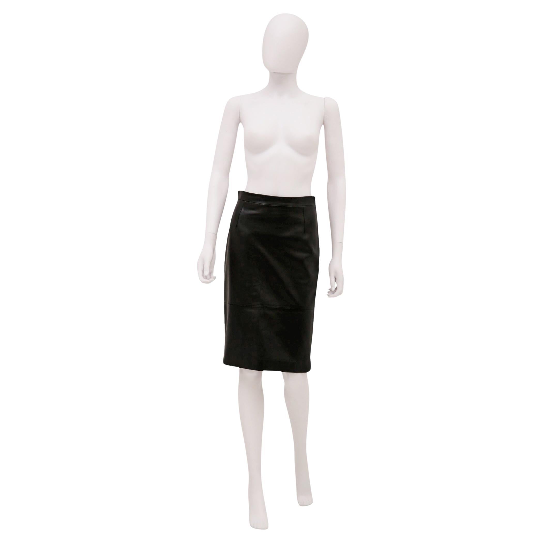 Ruffo Research by Veronique Braquinho S/S 1999 Leather Mid Black Skirt