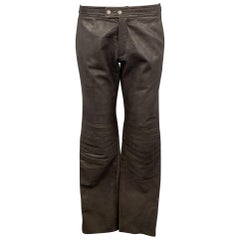 RUFFO Size 34 Taupe Textured Leather Knee Pad Biker Pants