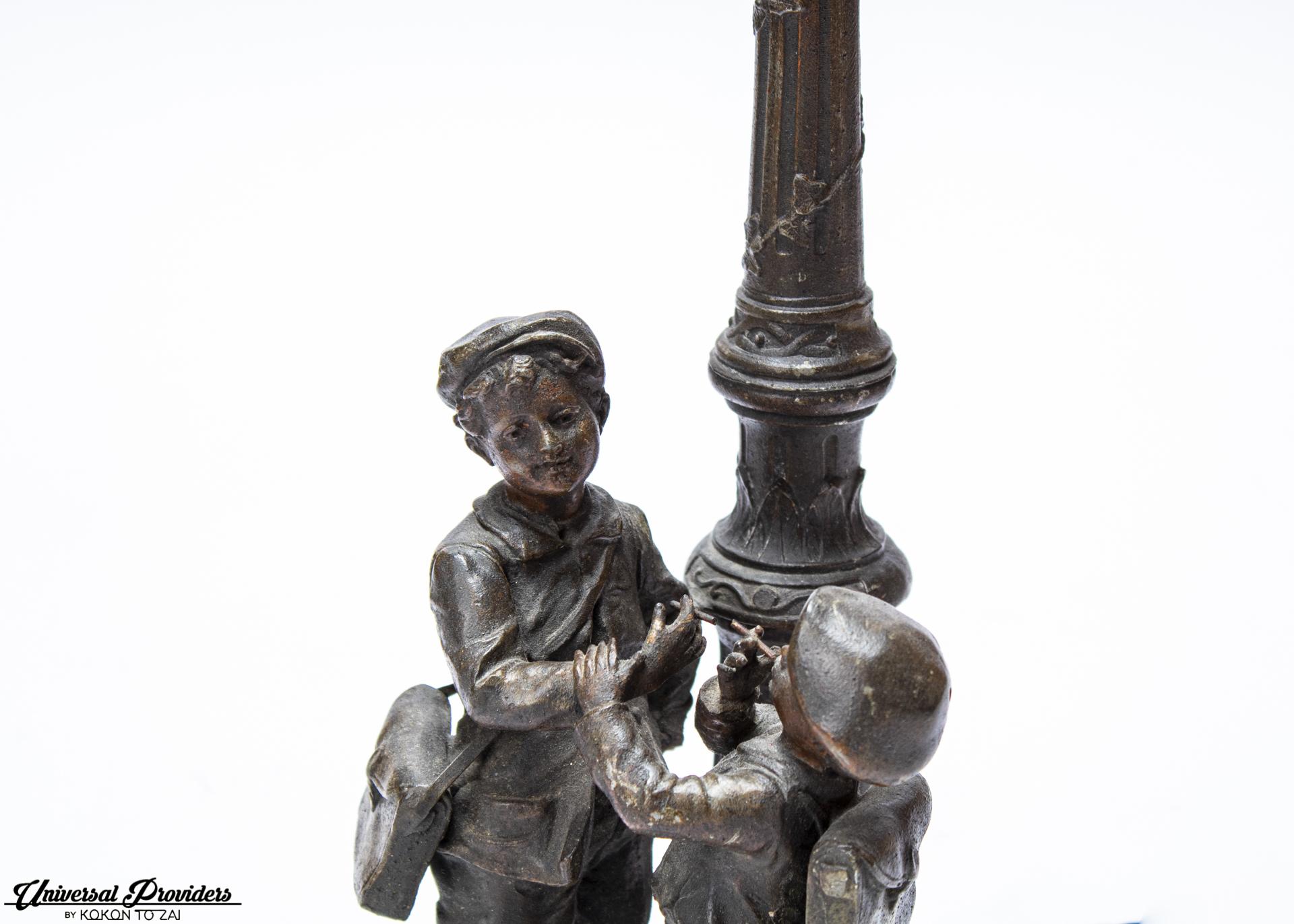 Ruffony Premiere Cigarette Boys Statue Table Lamp, 19th Century, France In Excellent Condition For Sale In Notting Hill, GB