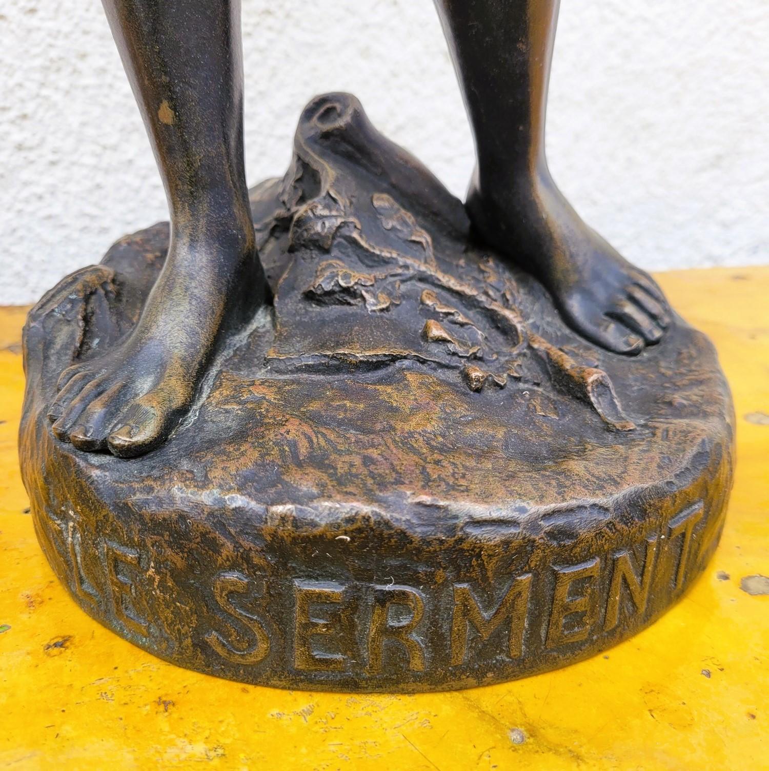 Bronzo Ruffony, Il giuramento, scultura in bronzo firmata, fine XIX inizio XX secolo in vendita