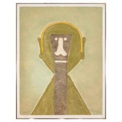 Rufino Tamayo - Cabeza en Amarillo, 1976 Signed Aquatint Etching 61/75- Abstract